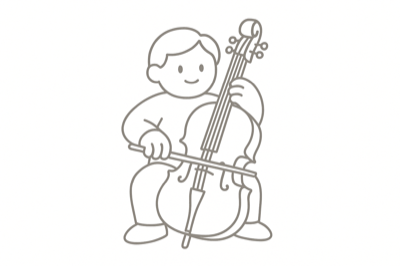 A cellist looking at you