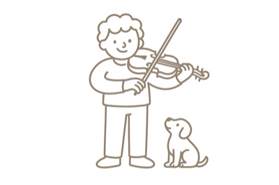A violinist with a dog